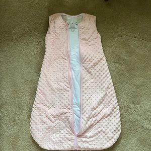 Baby in a bag sleepsack in plush minky dot